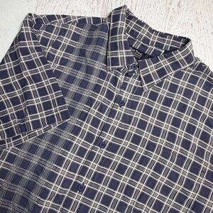 Nat Nast Silk XL Camp Shirt Blue Plaid Button Up